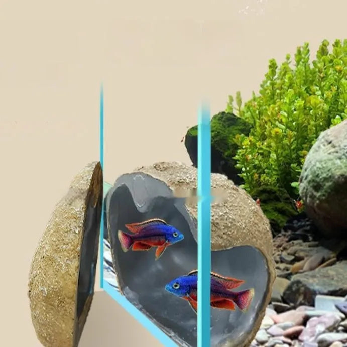 Magnetic aquarium shelter ornament for shrimp breeding and fry hiding on glass tank wall