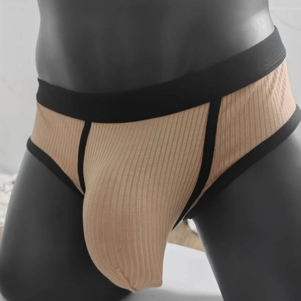 Men's triangle breathable U-shaped big bag underwear in solid colour, knitted viscose fabric