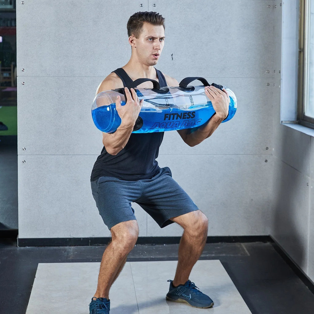 Transparent PVC water injection weight bag, an inflatable soft dumbbell for adjustable strength training.