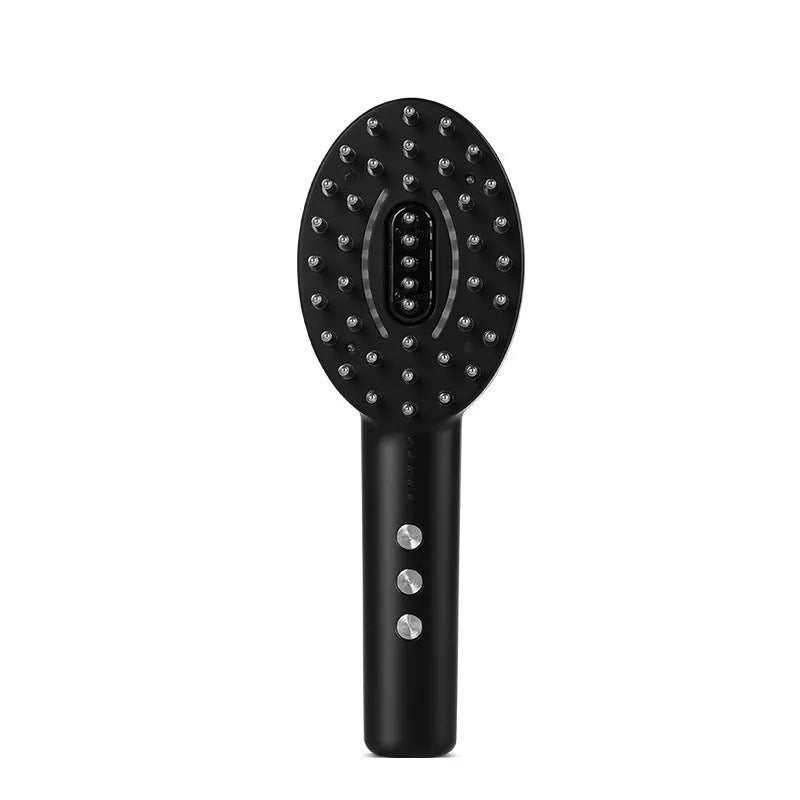 KD3802 black coloured scalp vibration massage device with host unit and charging cable