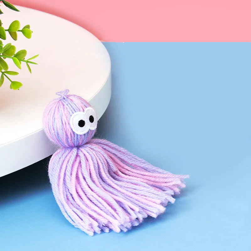 Hanging bite-resistant wool cat ball with teaser stick in blue grey colour option