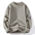 Men's loose fit round neck pullover sweater in polyester blend fabric for autumn winter casual wear