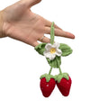 Handmade knitted strawberry car pendant decoration in cotton and hemp