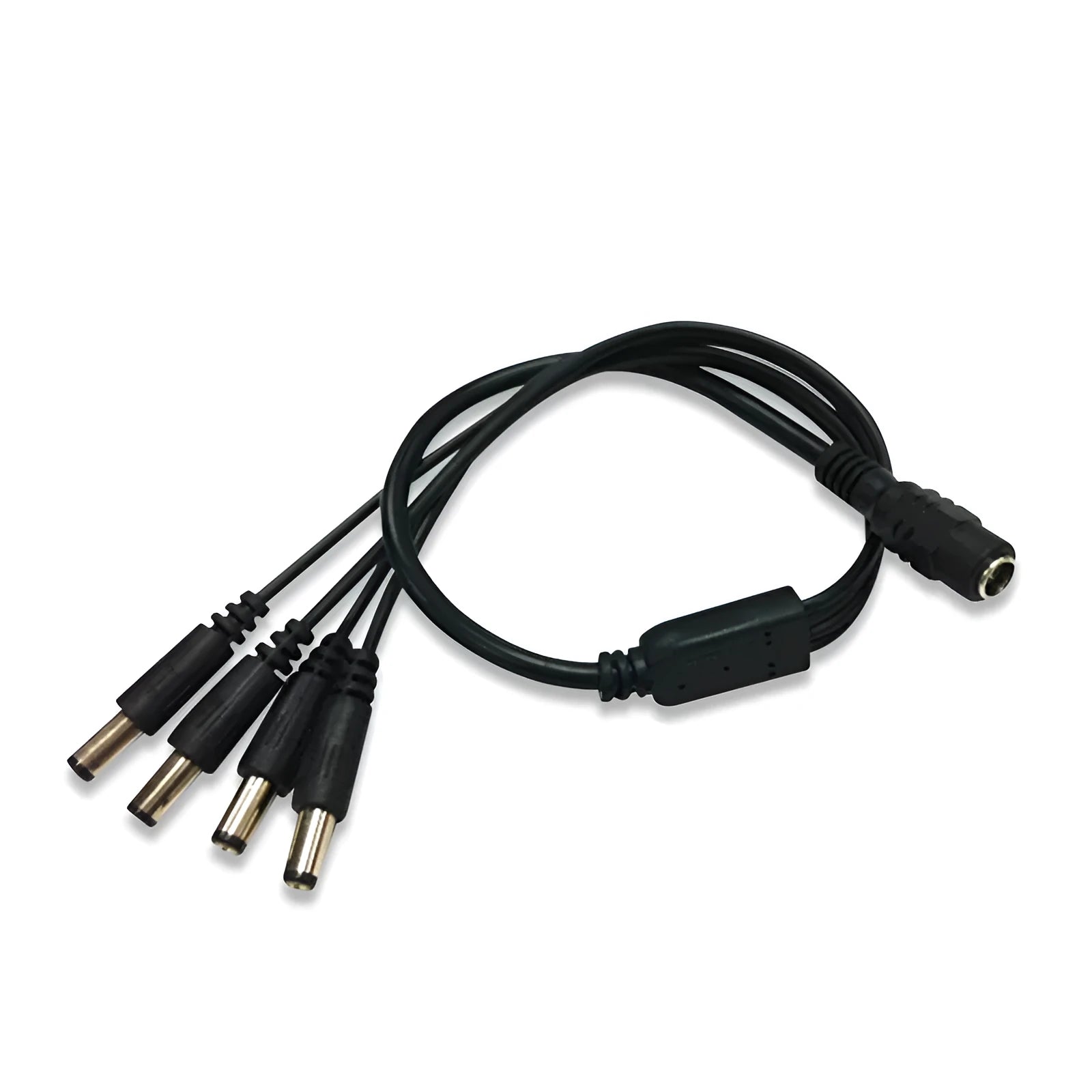 Black DC 1-in-4 monitoring power cable with 5.5mm connectors, length 0.39m