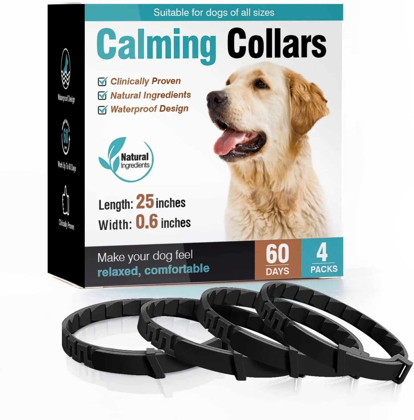 Pet calming collar in plastic material with plain design for cats or dogs 3 pack