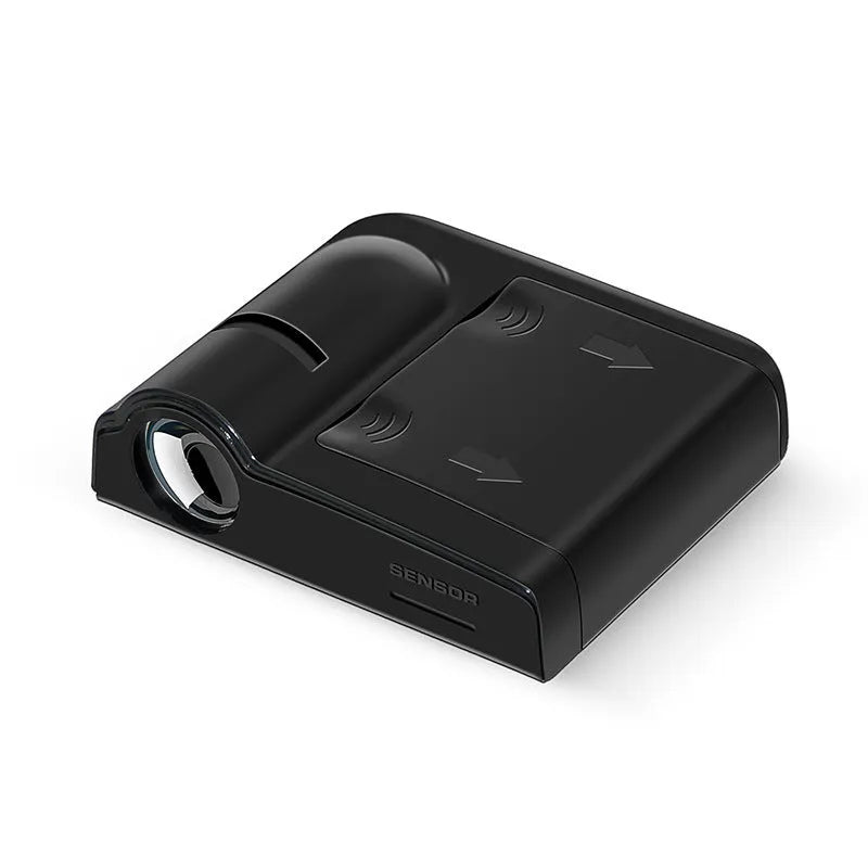 Black ABS plastic car decorative projection radium lamp showing compact dimensions