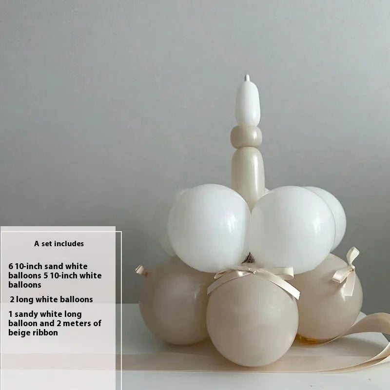 Complete DIY balloon bouquet cake decoration kit with round balloon arrangement