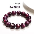 Purple lepidolite crystal bracelet showing polished round beads on adjustable string in natural lighting