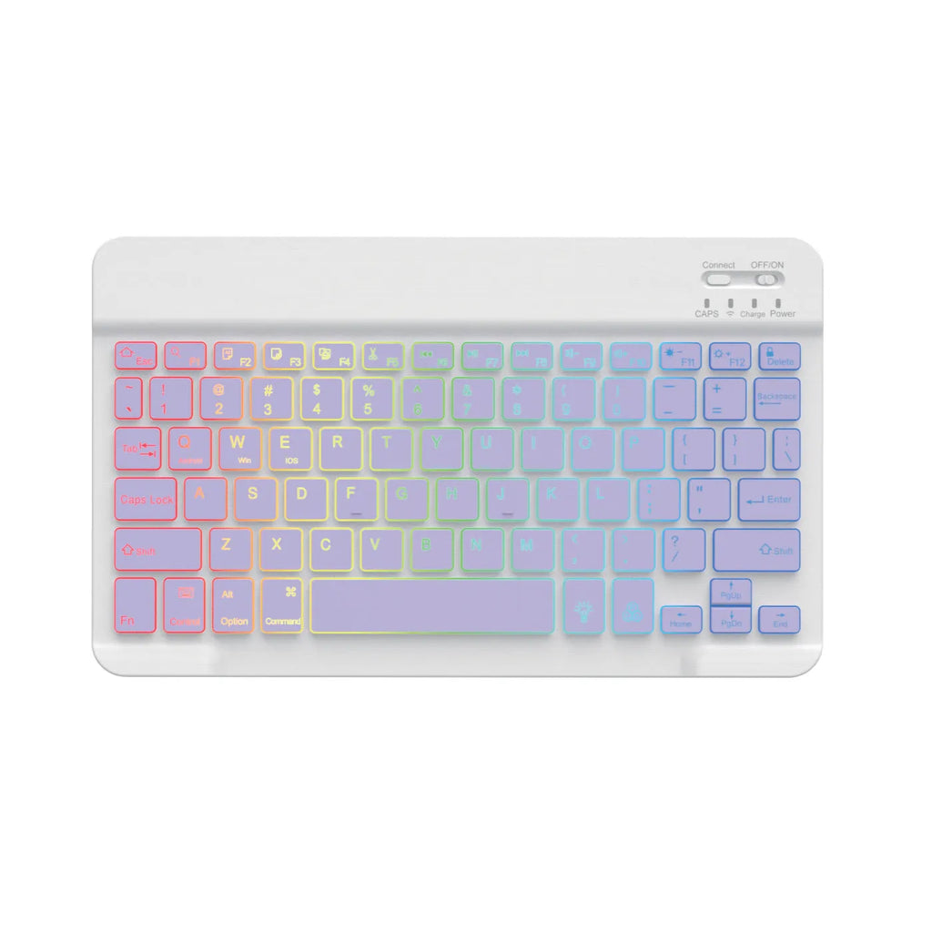 10-inch Bluetooth keyboard with colourful RGB backlighting for tablet typing