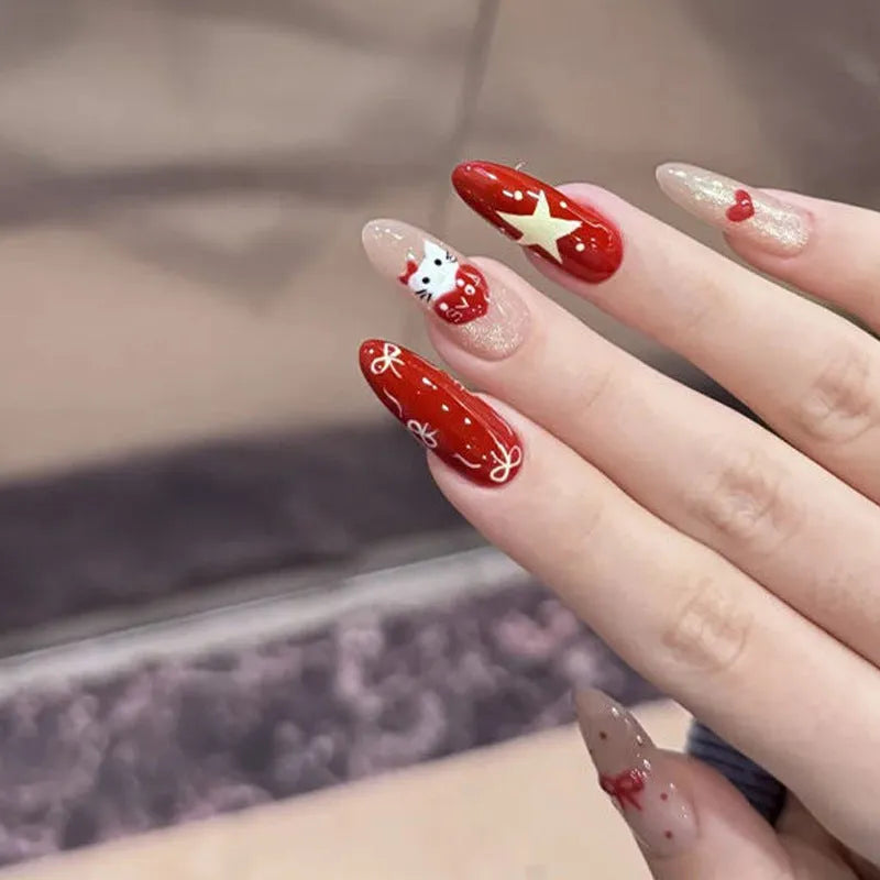 Sweet Girl style press-on false nails with adhesive tabs in a random mix of colours