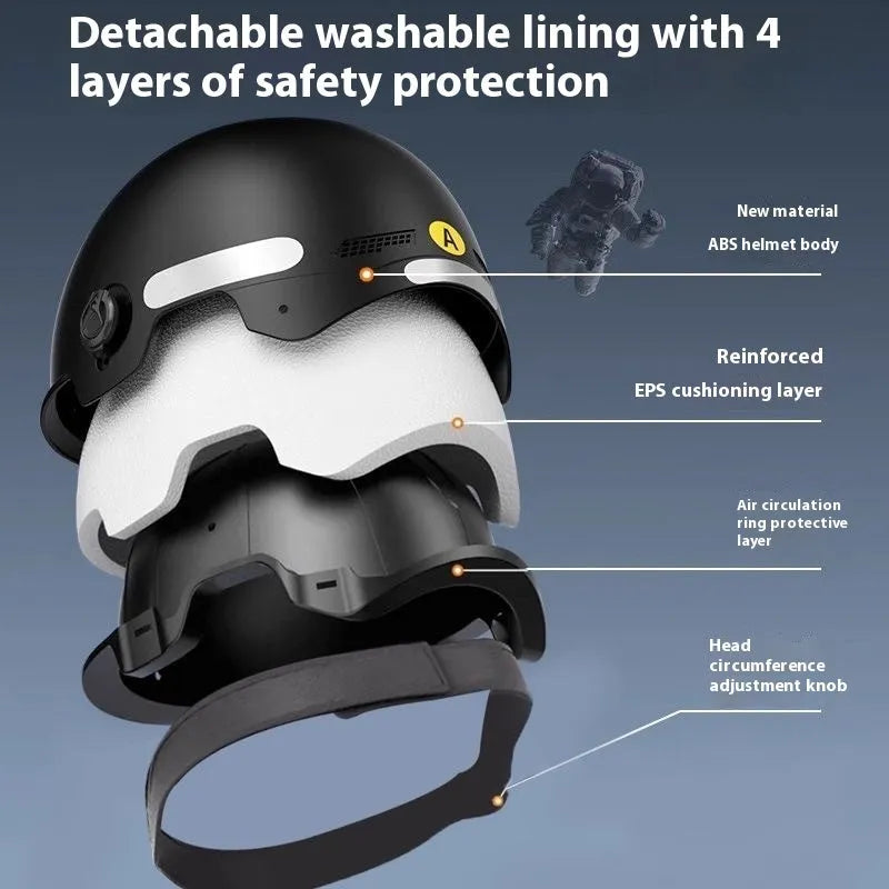 3C certified electric motorcycle helmet with sun protection visor in ice crystal grey colour