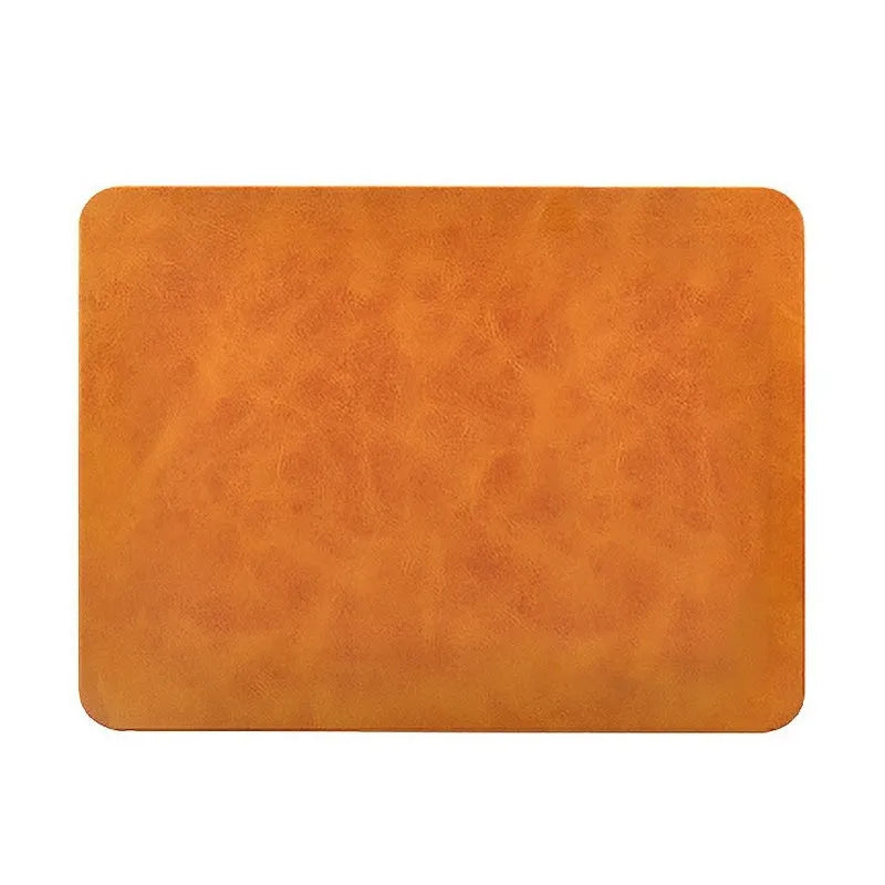 Brown leather wireless charging mouse pad with micro USB cable for fast device charging
