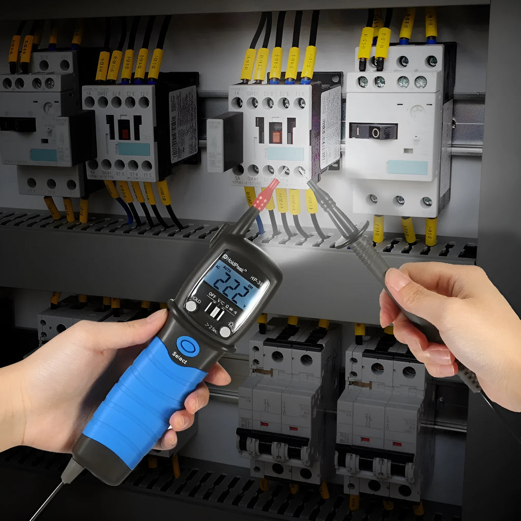 Huapu HP-38B digital pen multimeter with 600V range, plastic casing, and digital display