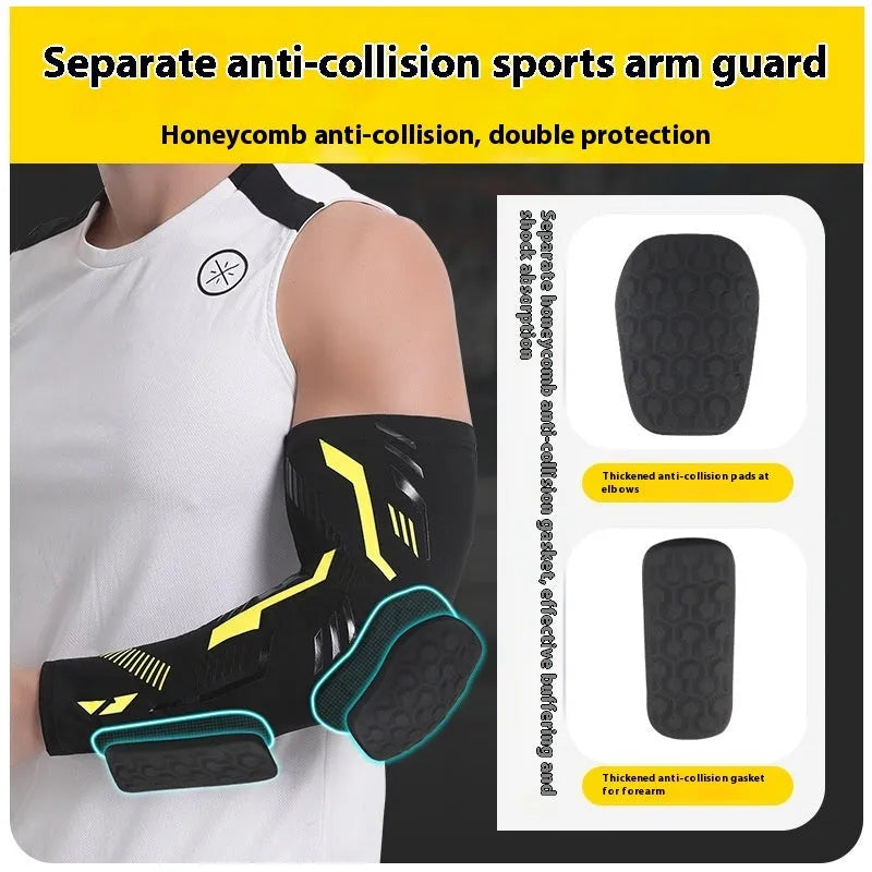 Breathable long training protective gear elbow pad for basketball in black and blue colour