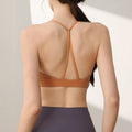 Women's nylon sports vest with fixed double shoulder straps in sunshine desert colour
