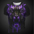 Men's 3D tiger pattern short sleeve T-shirt in bird eye polyester fabric