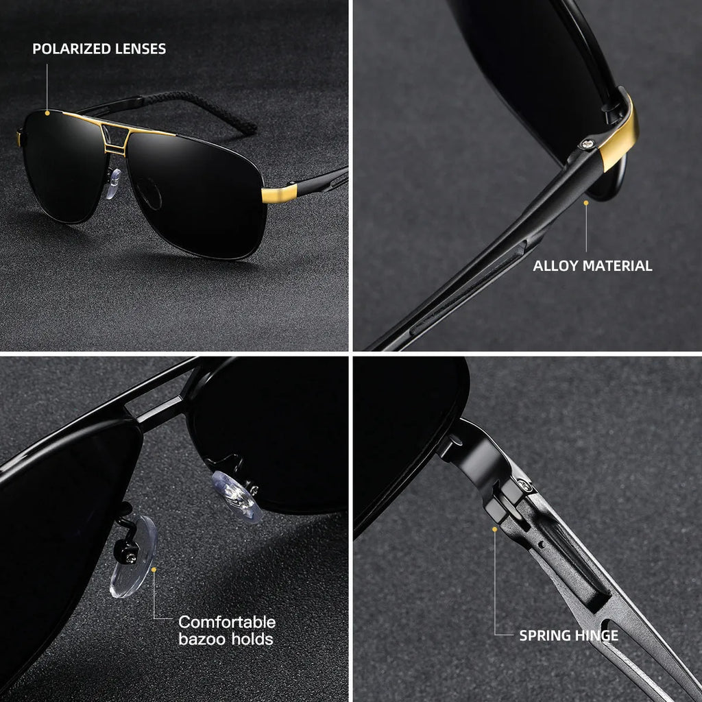Men's orange red aviator sunglasses with metal frame and polarized HD TAC lenses