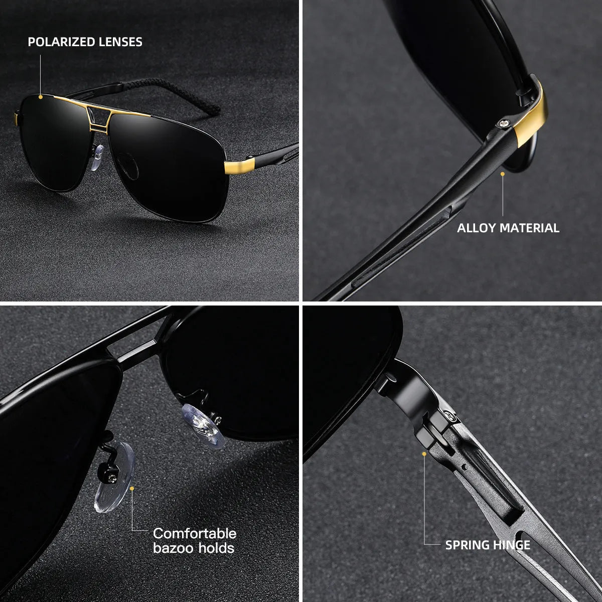 Men's orange red aviator sunglasses with metal frame and polarized HD TAC lenses