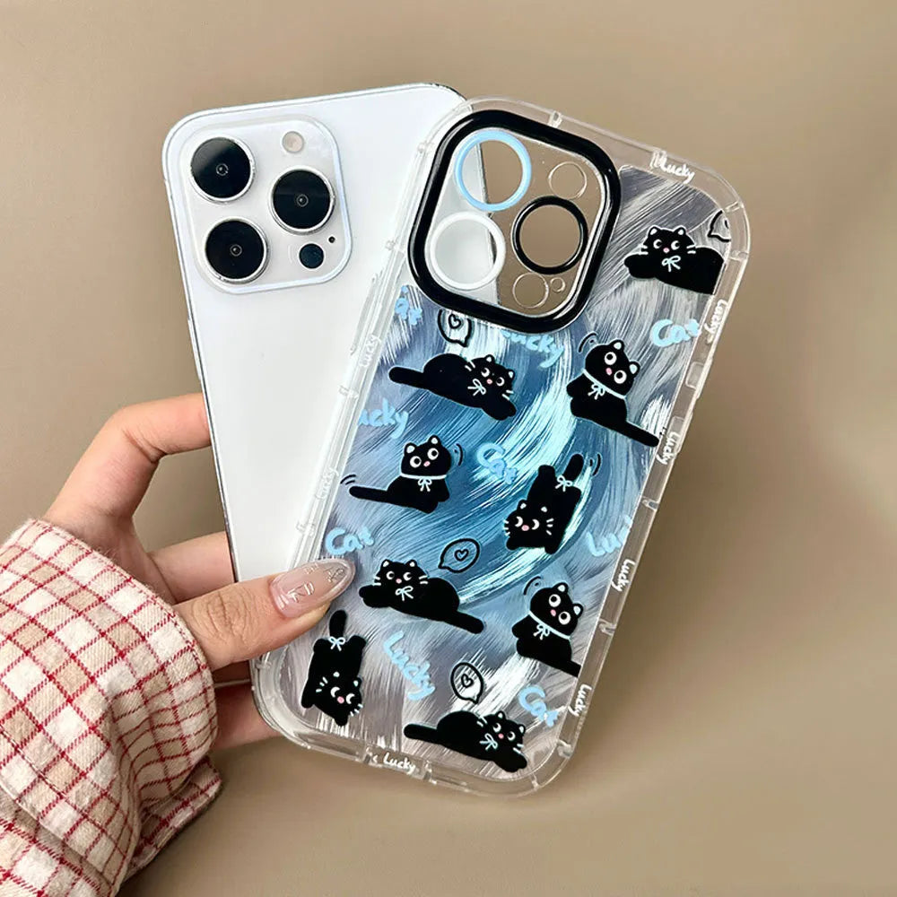Blue fur cat PC phone case for Apple iPhone with spray paint finish and drop protection