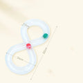 Blue and white cat turntable track toy with self-hi motion system and teasing wand