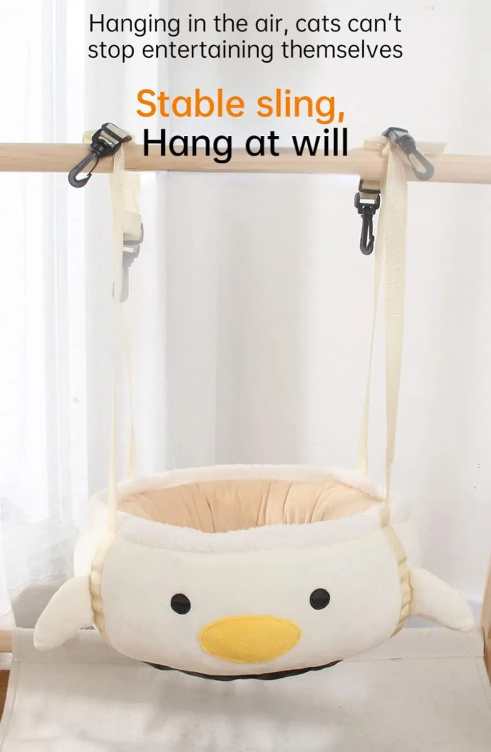 Green dinosaur-shaped cat bed shown both hanging as a hammock and laying flat as a sofa for small pets.