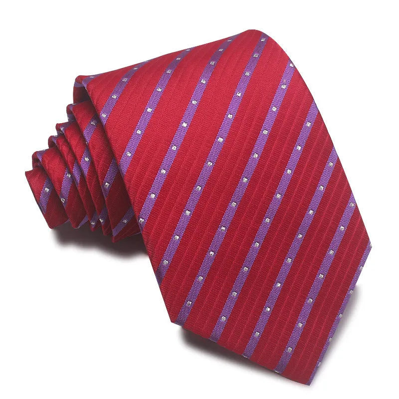 Men's 8cm polyester jacquard striped business tie in arrow style