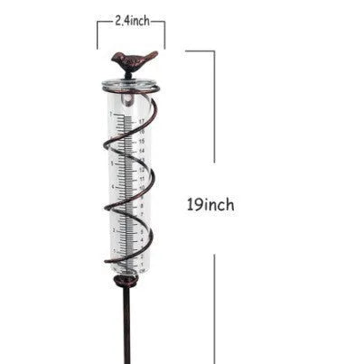 Cast iron bird design glass rain gauge for garden precipitation measurement
