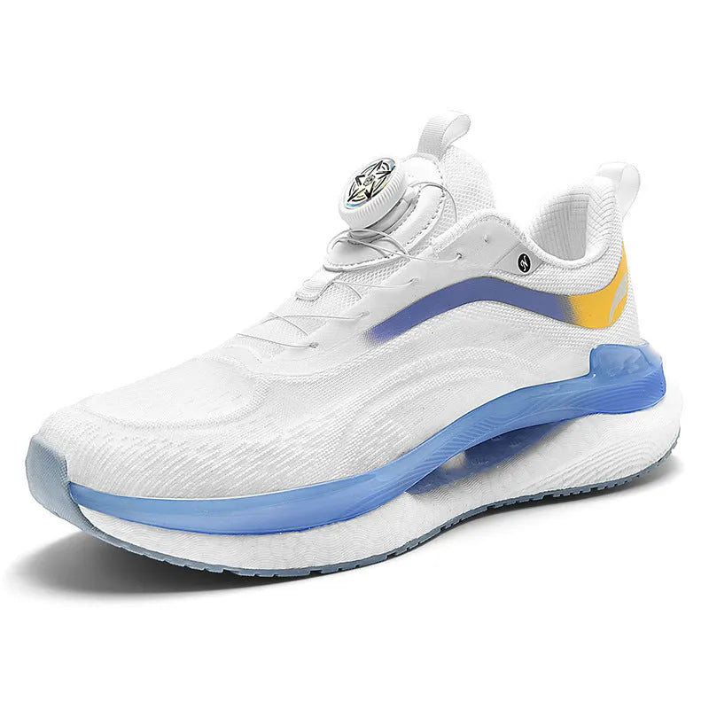 Men's high-top breathable running shoes with mesh upper and flat composite sole
