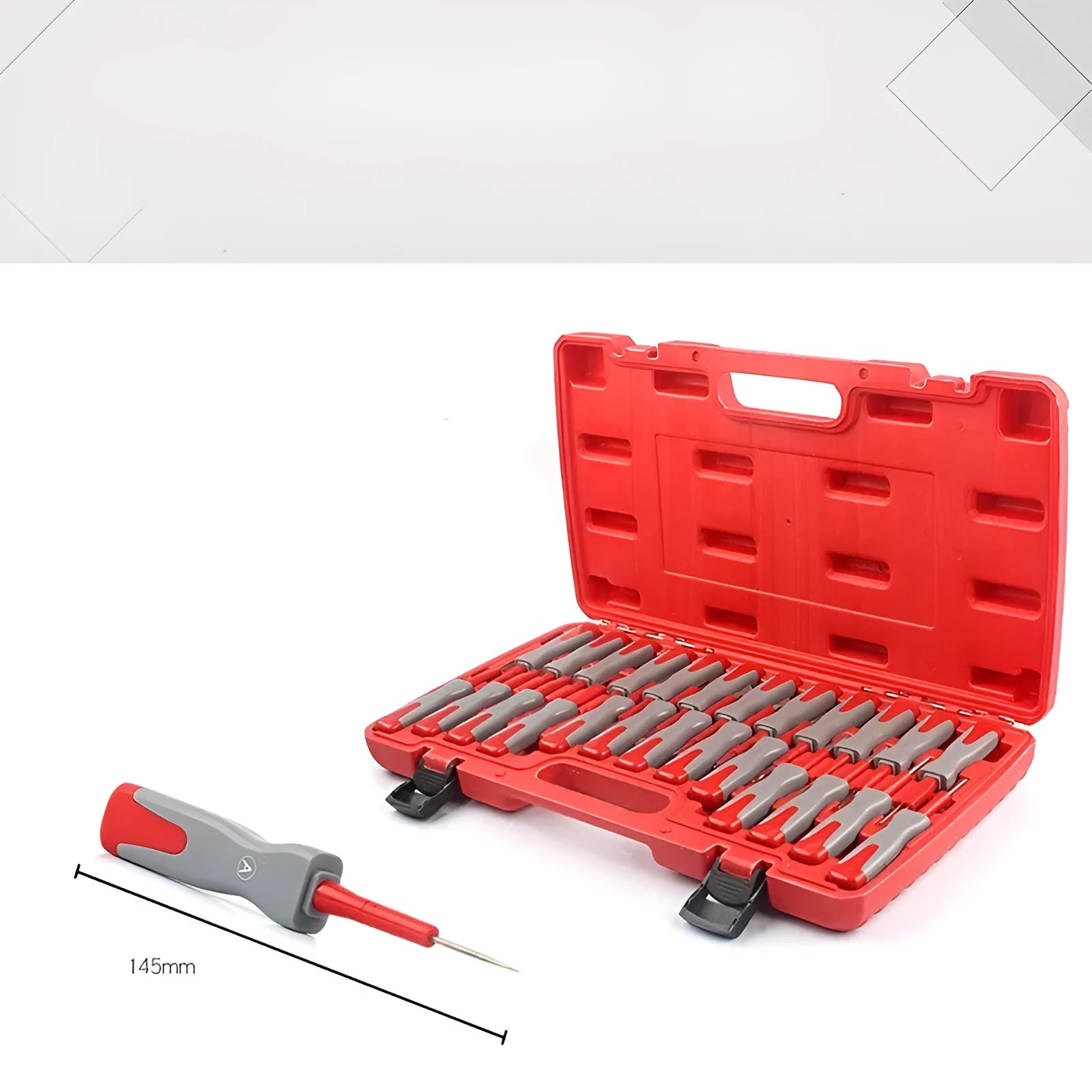 25-piece car terminal removal tool kit with pull out keys and removal needles in storage case
