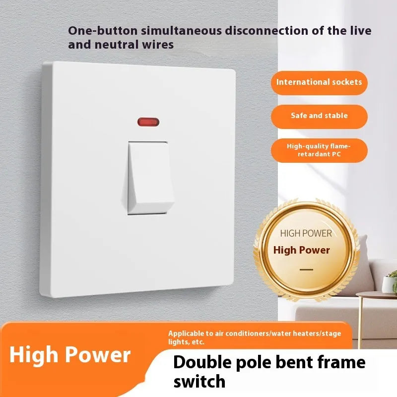 25A or 45A three-pole electrical switch with illuminated panel in gold, grey or white