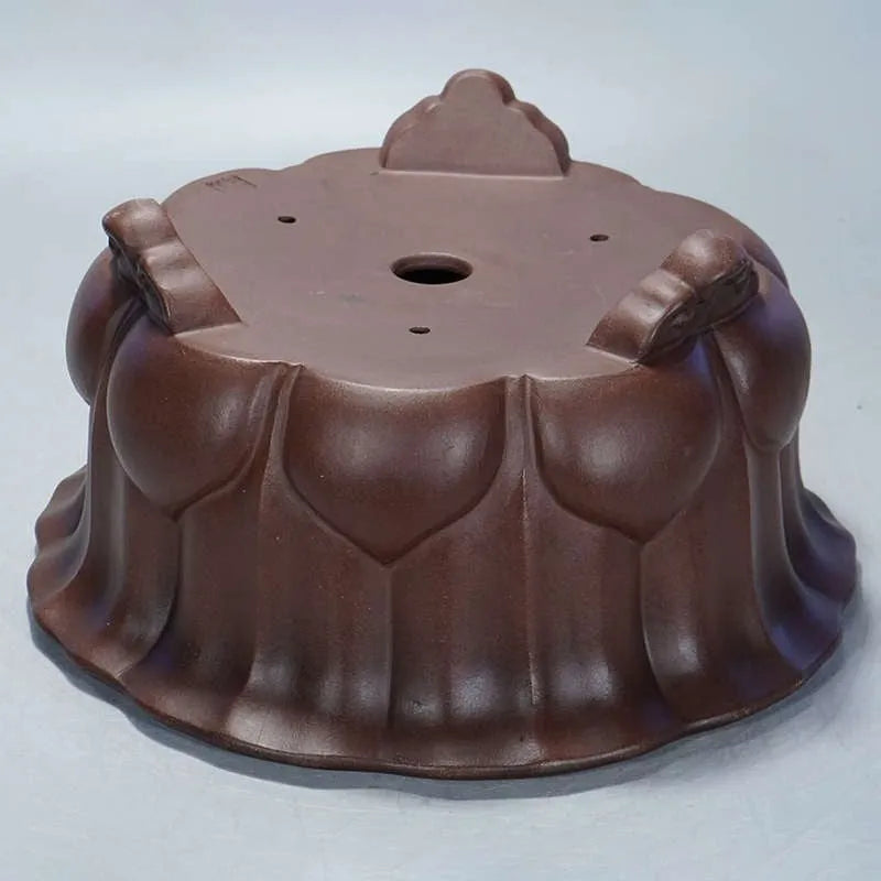 Antique purple-red clay succulent flowerpot with petal basin shape, 37cm square.