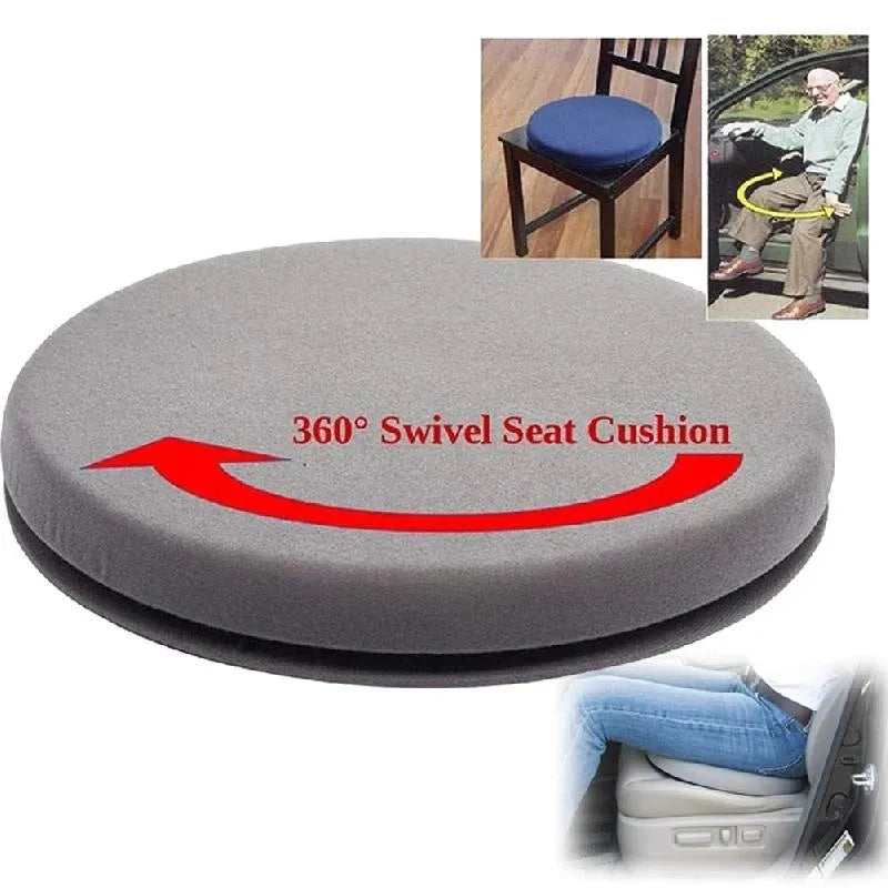 360-degree rotating car seat cushion with non-slip base and removable plush cover