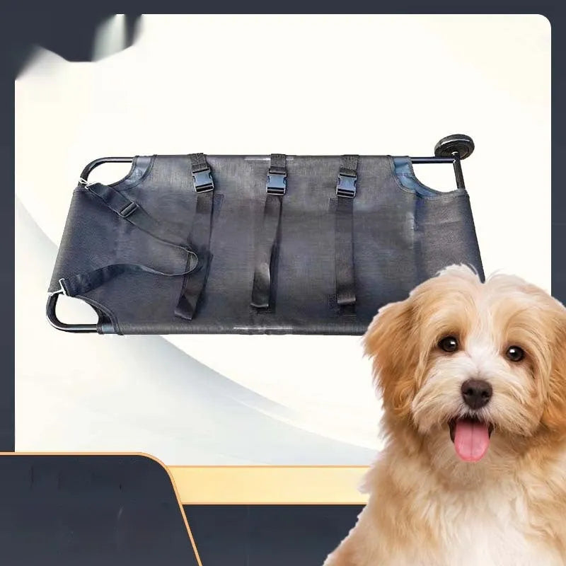 Black foldable aluminium pet stretcher in large size for emergency dog transfer