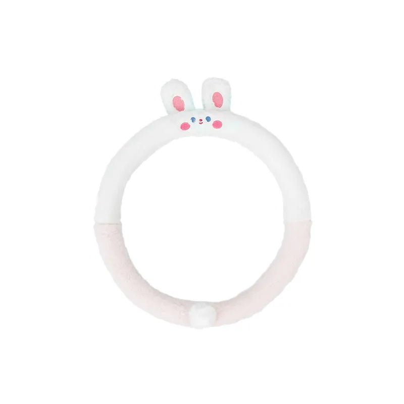 38cm plush winter car steering wheel cover with embroidered animal design