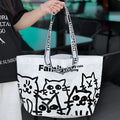 Green waterproof woven handbag with snakeskin pattern colour printing