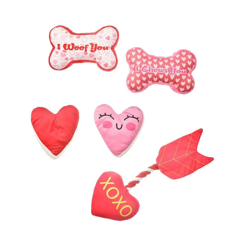 Pet plush chew toy in bone powder colour with teeth cleaning and vocalisation features