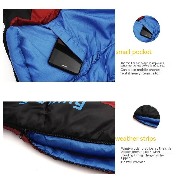 Mummy-style camping sleeping bag in army green, shown compressed in its storage sack and laid out fully.