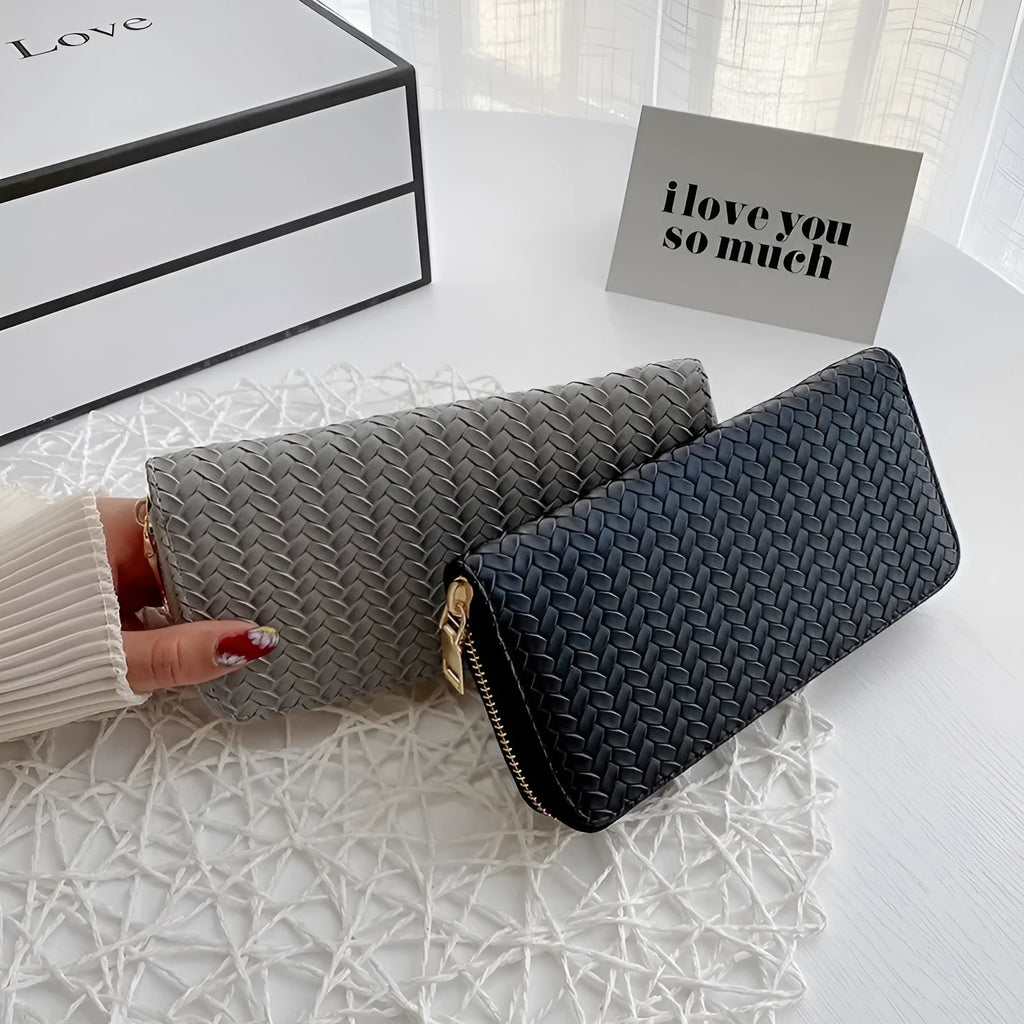 PU leather plaid clutch bag in Korean style, available in white, light gray, and black