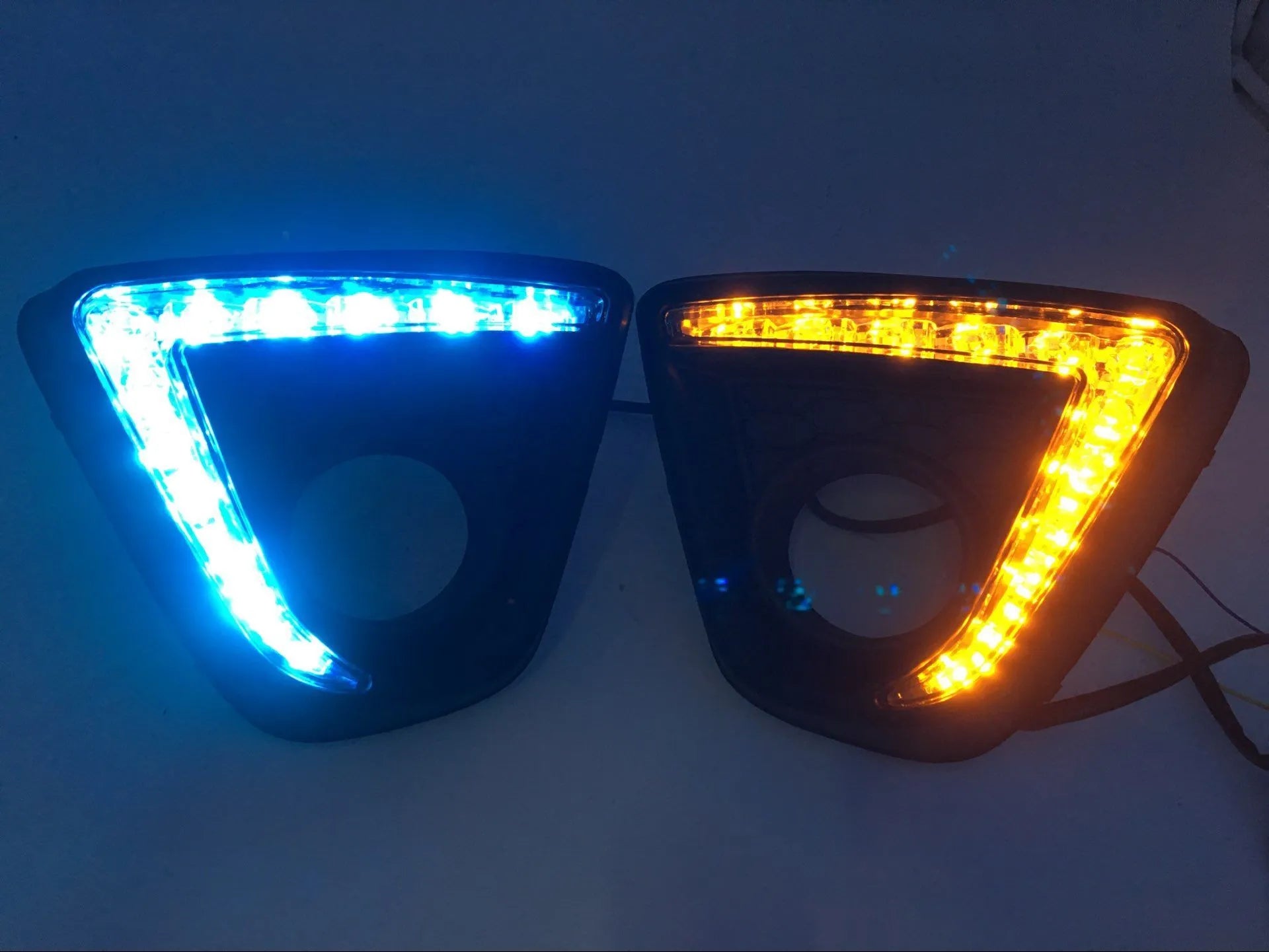 Mazda CX-5 replacement LED daytime running light bulbs with electroplated housing.