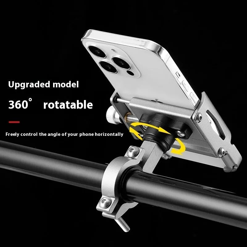 Aluminum alloy bicycle and motorcycle mobile phone holder in black with clamp for handlebar mounting