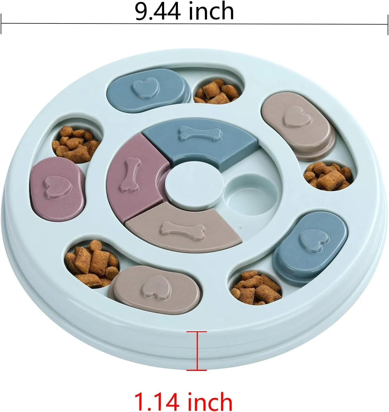Blue dog puzzle toy with sliding parts on a wooden floor, suitable for small dogs and cats