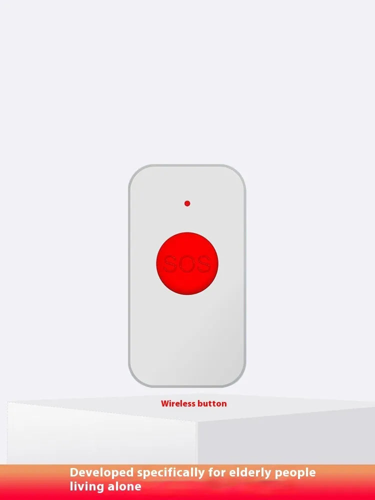 White emergency alert system with one central buzzer unit and three separate call buttons.