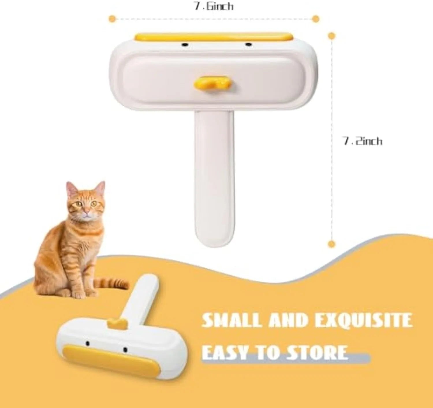 White portable reusable pet hair removal roller with cartoon duck design and dense bristles.