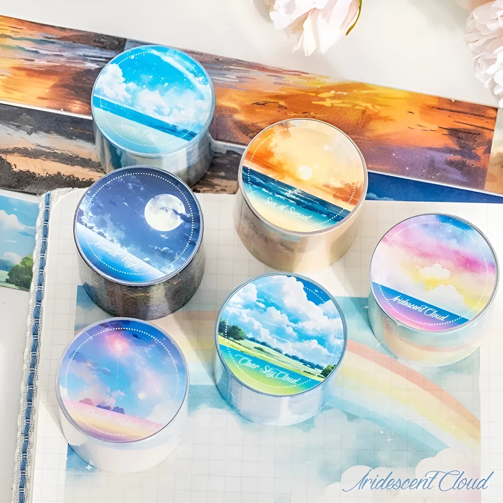 Japanese paper washi tape roll with sky theme pattern measuring 30mm wide