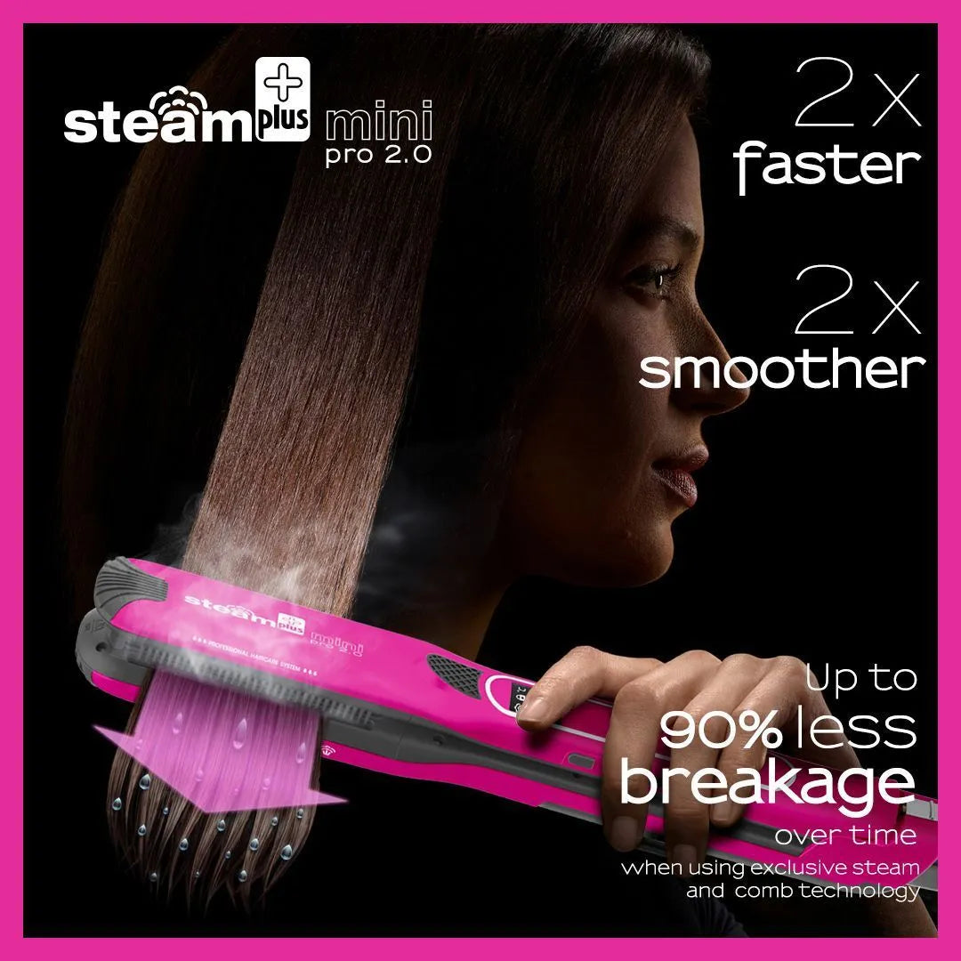 Mini steam splint spray hair straightener in champagne colour with 200W power rating