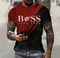 Men's printed short sleeve casual t-shirt in polyester bird eye cloth, letter pattern, available in multiple colours and sizes XXS-6XL
