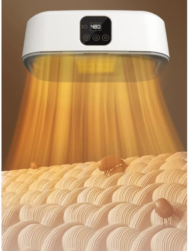 White cylindrical foldable electric clothes dryer with remote control, shown in open position