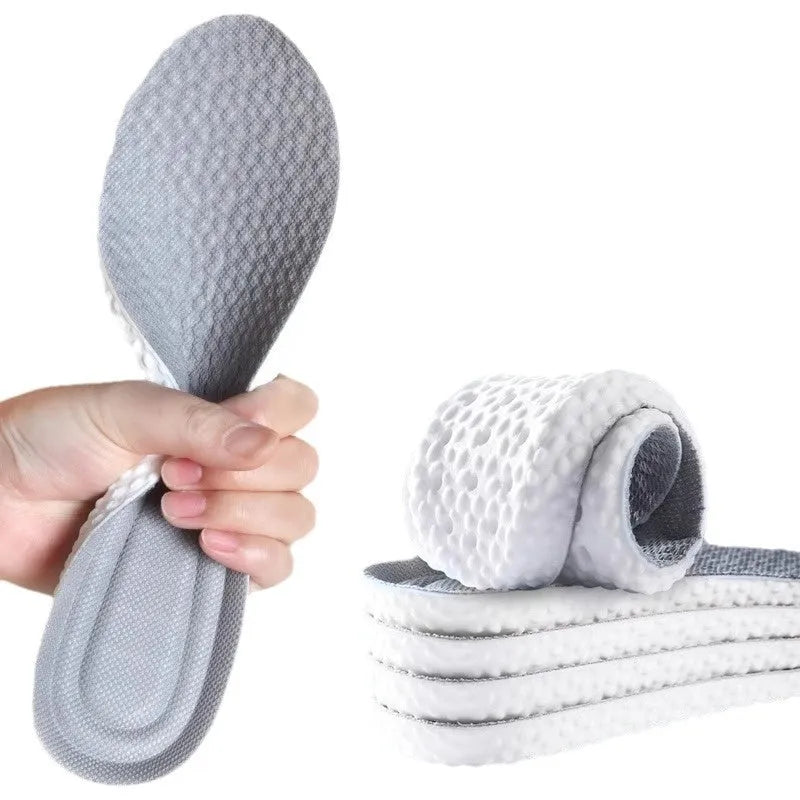 Breathable PU sports insoles in grey, black and orange colours with trimmable sizing
