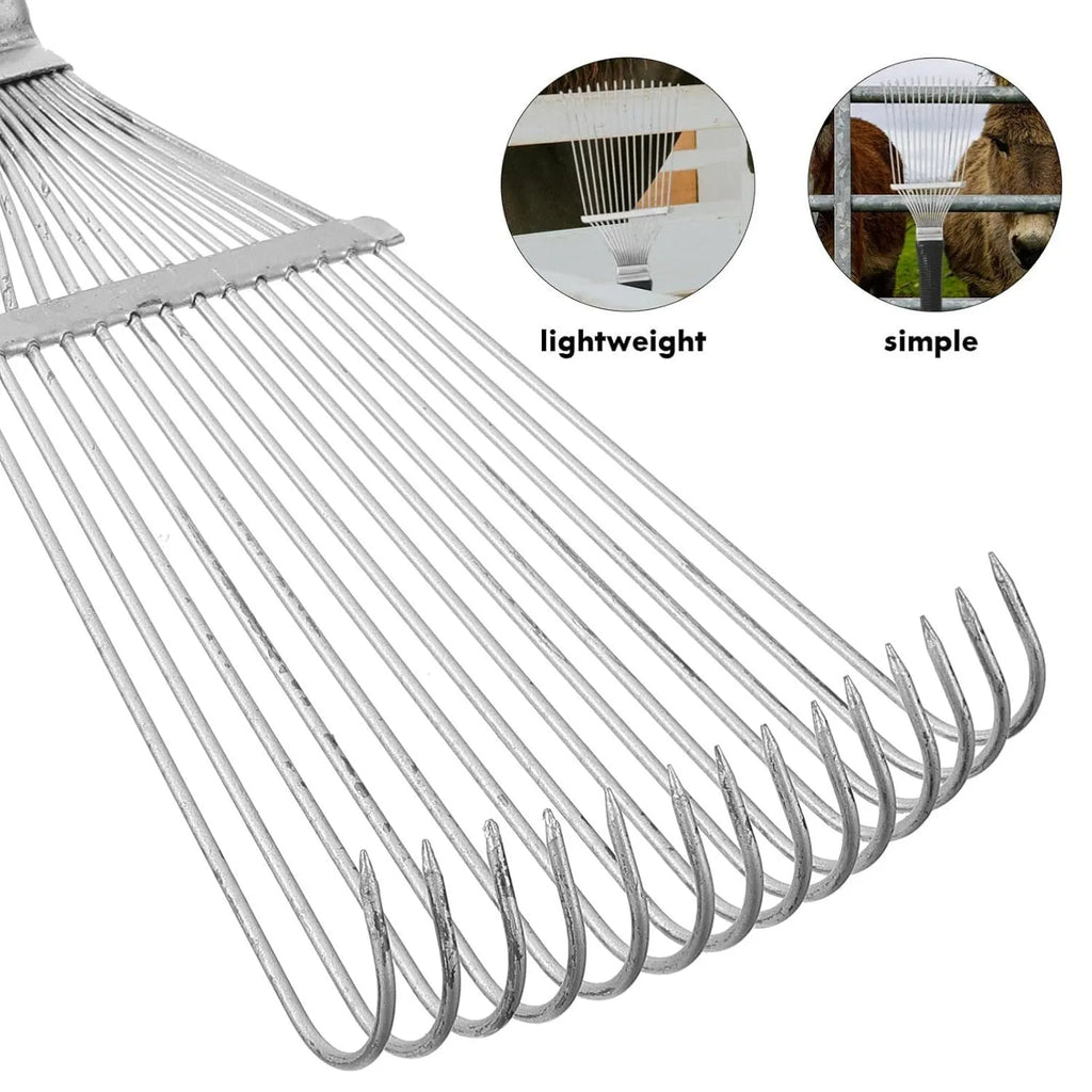 Black stainless steel pet grooming comb rake tool, 33cm long, for horses and dogs