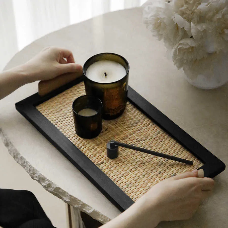Pine wood dining tray with compartments in a natural finish.